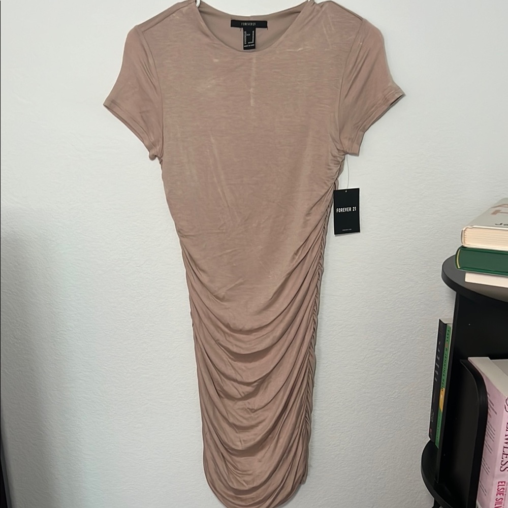 Tan Ruched Dress